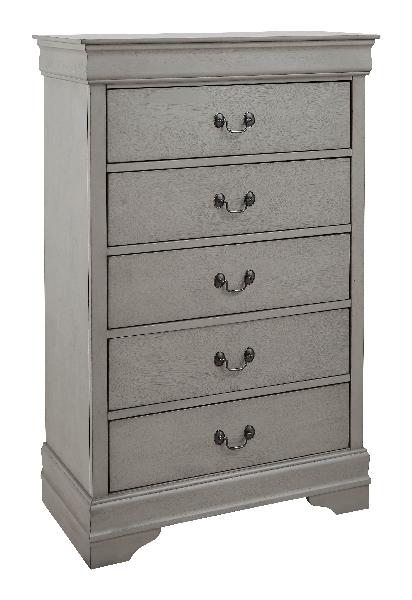 Image of Kordasky - Gray - Five Drawer Chest
