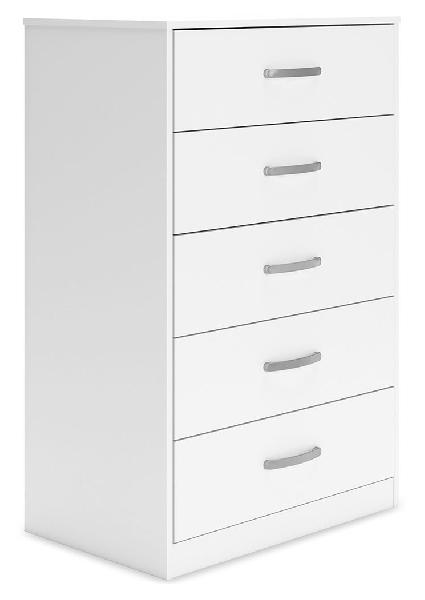 Image of Flannia - White - Five Drawer Chest - 46
