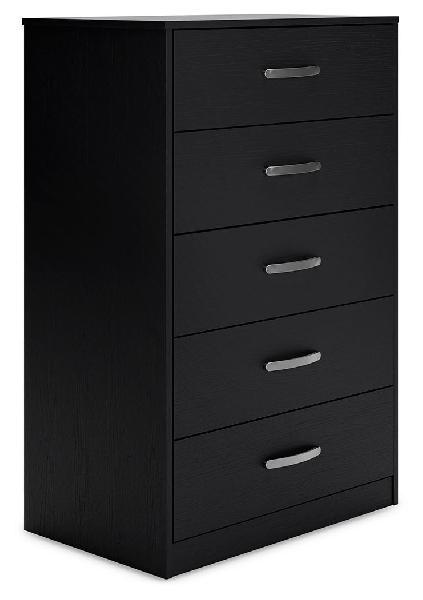 Image of Finch - Black - Five Drawer Chest - 46