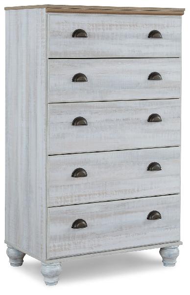 Image of Haven Bay - Brown / Beige - Five Drawer Chest