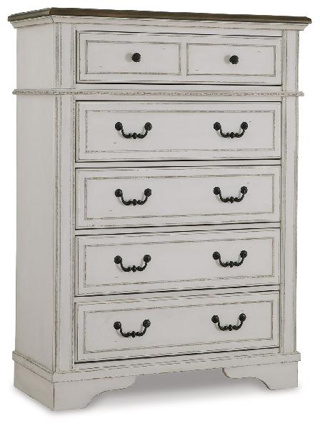 Image of Brollyn - White / Brown / Beige - Five Drawer Chest