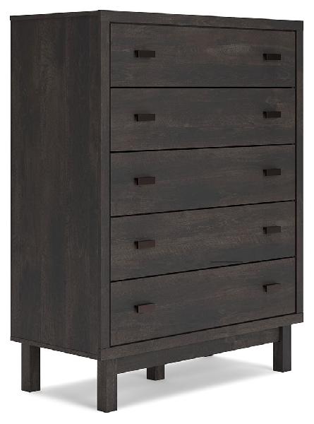 Image of Toretto - Charcoal - Five Drawer Wide Chest