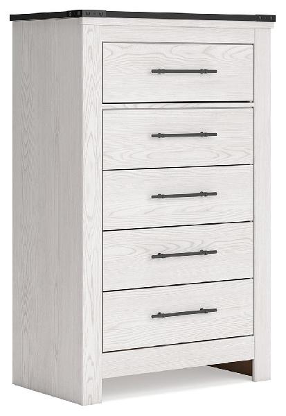 Image of Schoenberg - White - Five Drawer Chest
