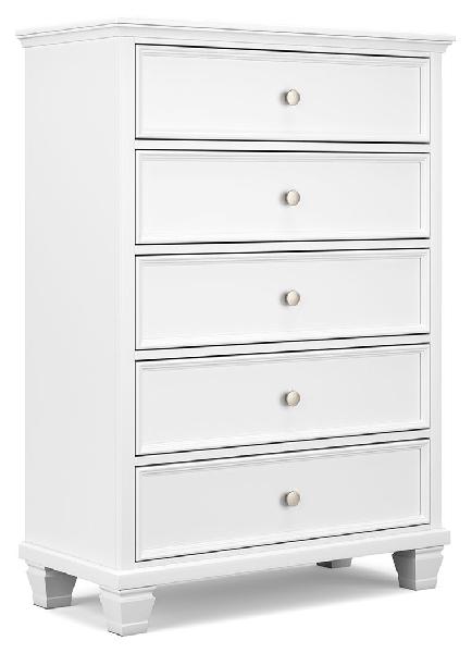 Image of Fortman - White - Five Drawer Chest