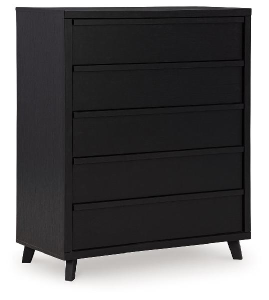 Image of Danziar - Black - Five Drawer Wide Chest