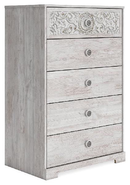Image of Paxberry - Whitewash - Five Drawer Chest