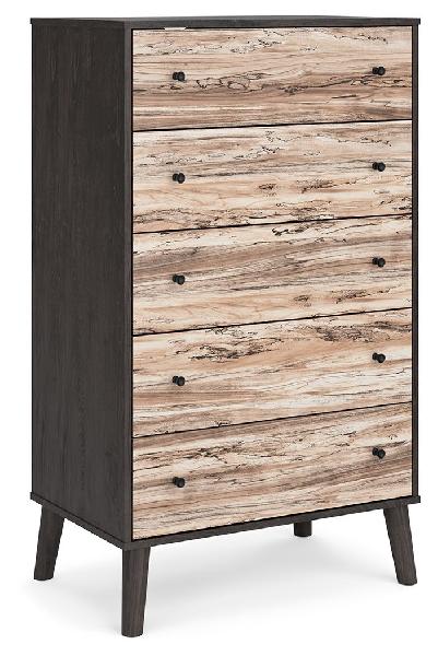 Image of Piperton - Two-tone Brown / Black - Five Drawer Chest