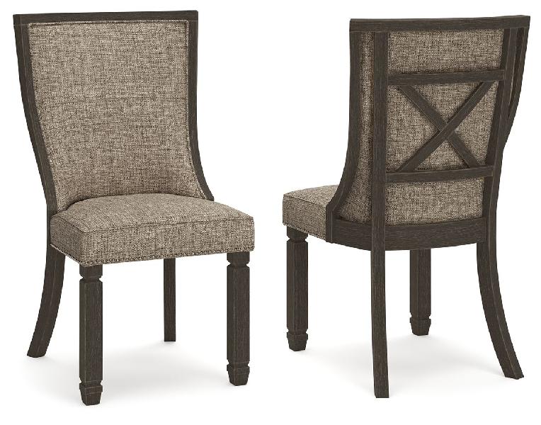 Image of Tyler Creek - Dining UPH Side Chair (Set of 2) - Framed Back - Black / Grayish Brown