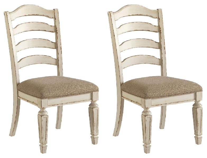 Image of Realyn - Dining UPH Side Chair (Set of 2) - Ladderback - Chipped White