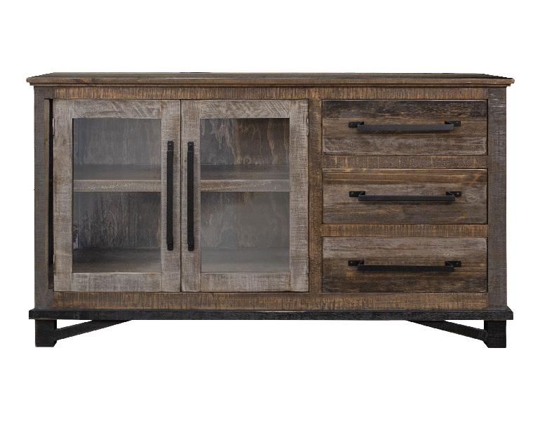 Image of Loft - 60” Buffet With 3 Drawer / 2 Doors - Two Tone Gray / Brown