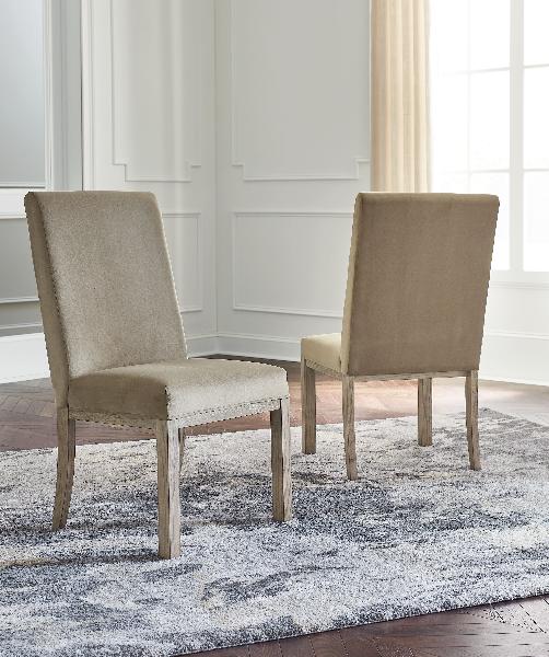 Image of Chrestner - Dining UPH Side Chair (Set of 2) - Gray / Brown