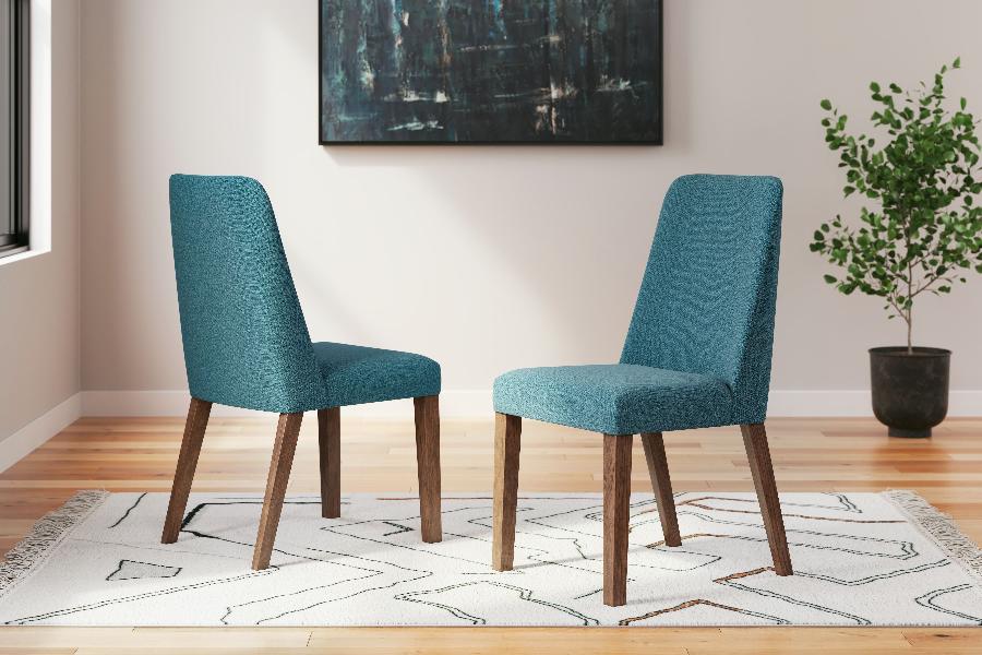 Image of Lyncott - Dining Uph Side Chair (Set of 2) - Blue / Brown