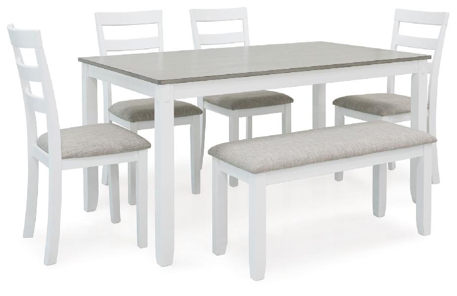 Image of Stonehollow - Rectangular Drm Table Set (Set of 6) - White / Gray