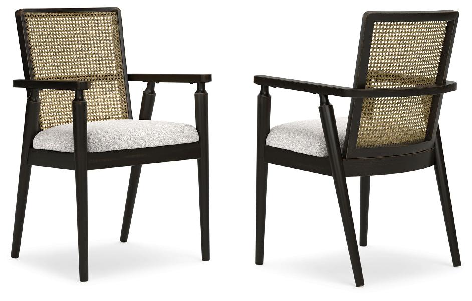 Image of Galliden - Dining Upholstered Arm Chair (Set of 2) - Black