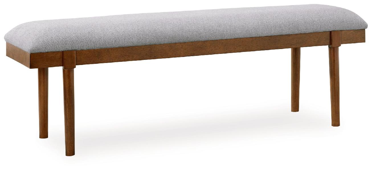 Image of Lyncott - Large Upholstered Dining Room Bench - Gray / Brown