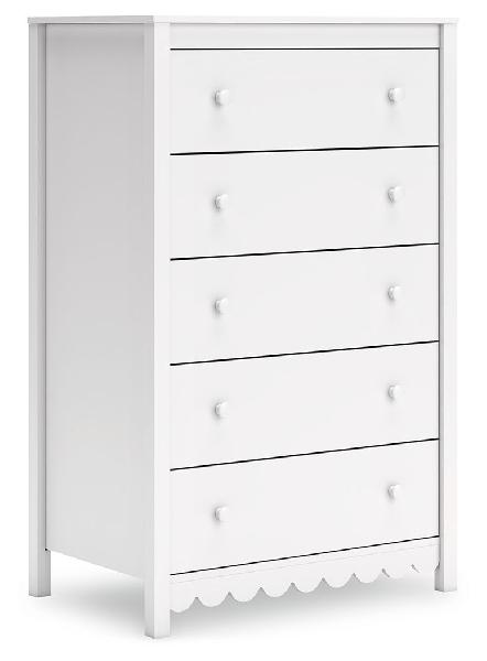 Image of Hallityn - Five Drawer Chest - White