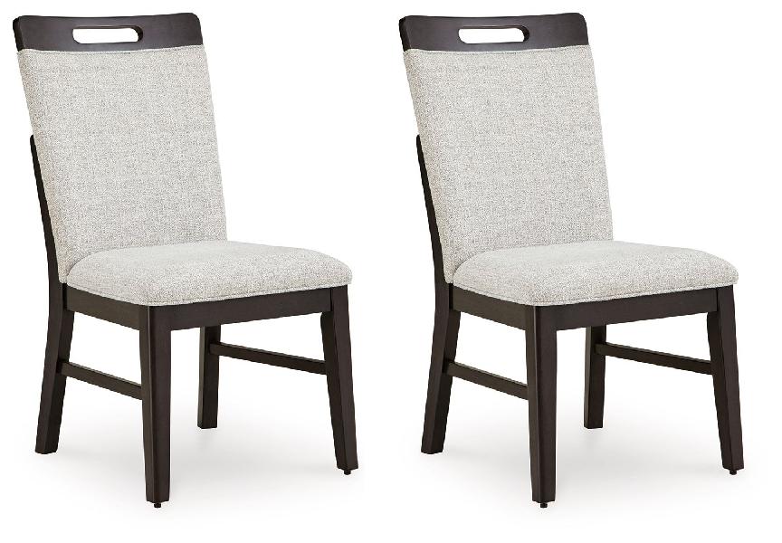 Image of Neymorton - Dining Upholstered Side Chair (Set of 2) - Light Gray / Brown