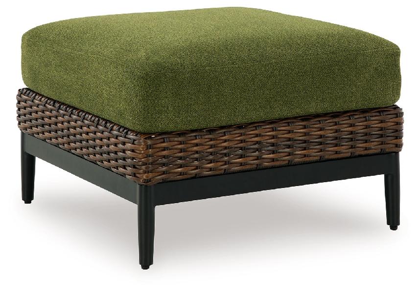 Image of Horizon Hall - Ottoman With Cushion - Brown / Green