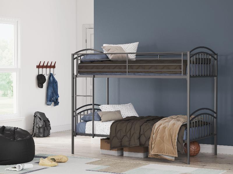 Image of Lanceburg - Twin/Twin Bunk Bed With Ladder - Gray