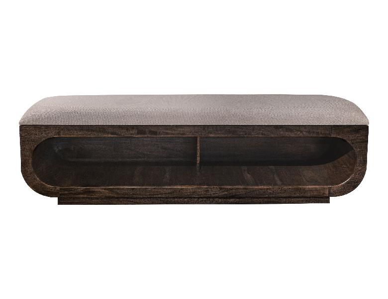 Image of Balam - Wooden Bench With Fabric Cushioned Seat - Oil Black