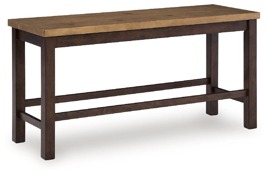 Image of Rylandeen - Double Counter Height Bench - Light Brown / Dark Brown