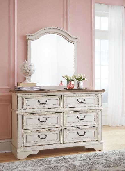 Image of Realyn - Dresser, Mirror - 6-drawer - Two-tone