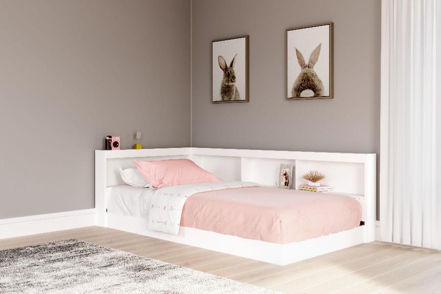 Image of Piperton - Twin Bookcase Storage Bed - White