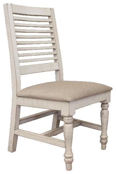 Image of Stone - Chair With Turned Legs / Ladder Backrest (Set of 2) - Antiqued Ivory