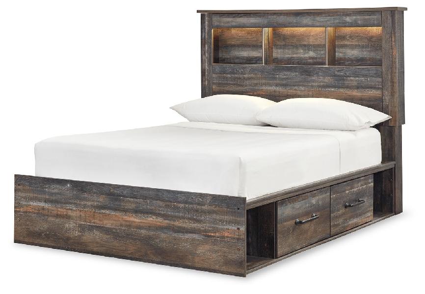 Image of Drystan - Full Bookcase Bed With 4 Storage Drawers - Multi