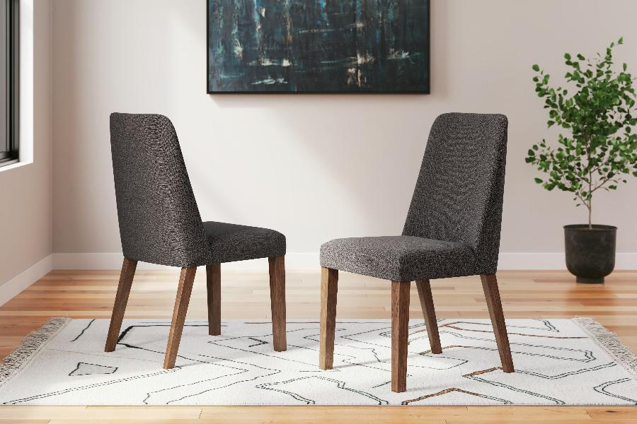 Image of Lyncott - Dining Uph Side Chair (Set of 2) - Charcoal / Brown