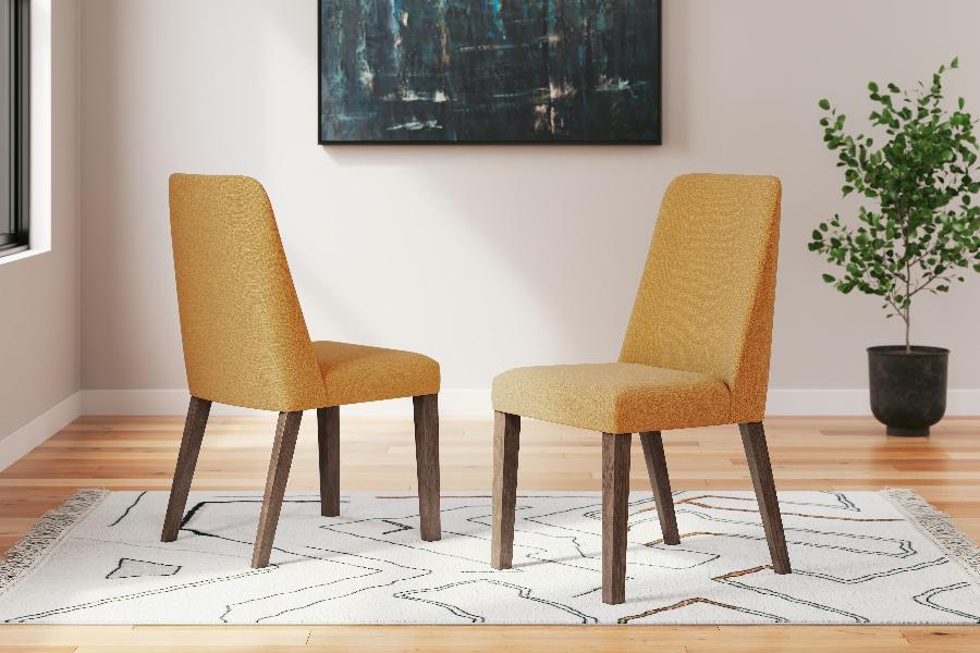 Image of Lyncott - Dining Uph Side Chair (Set of 2) - Mustard / Brown