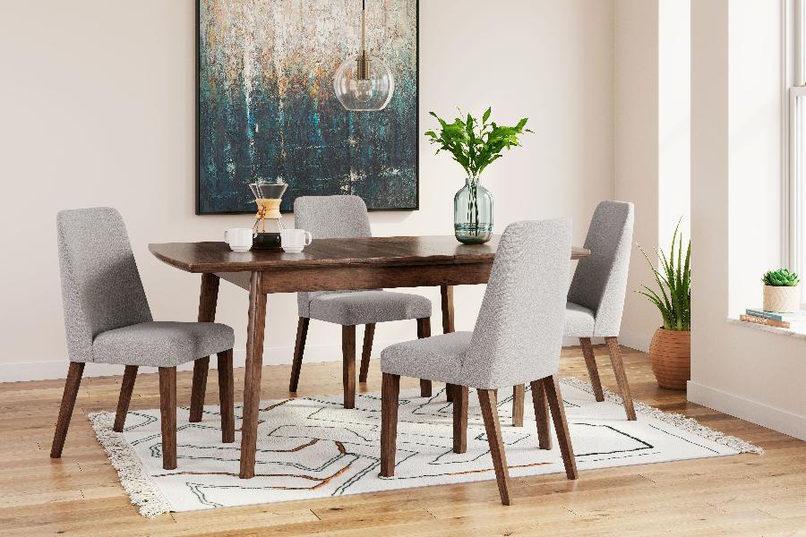 Image of Lyncott - 5 Pc. - Butterfly Extension Table, 4 Side Chairs - Brown / Gray