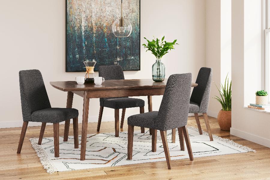 Image of Lyncott - Charcoal / Brown- 5 Pc. - Butterfly Extension Table, 4 Side Chairs
