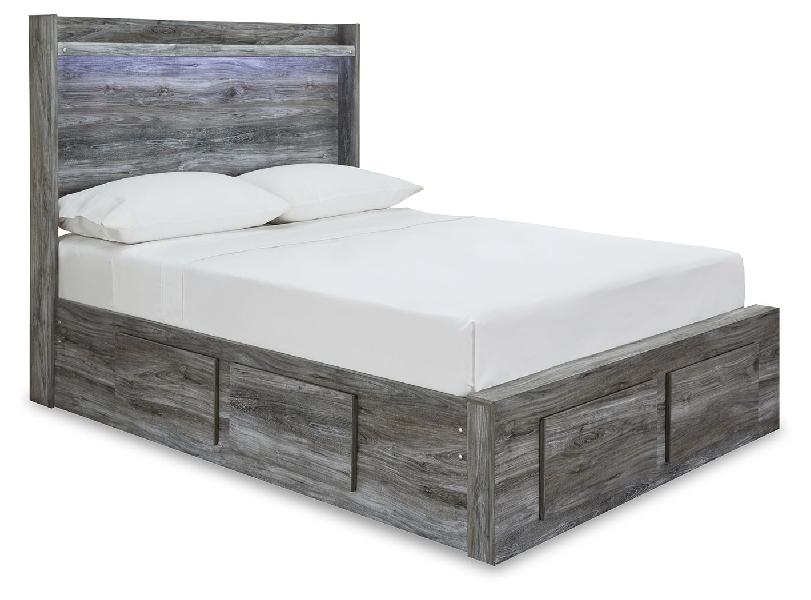 Image of Baystorm - Full Panel Bed With 4 Storage Drawers - Gray