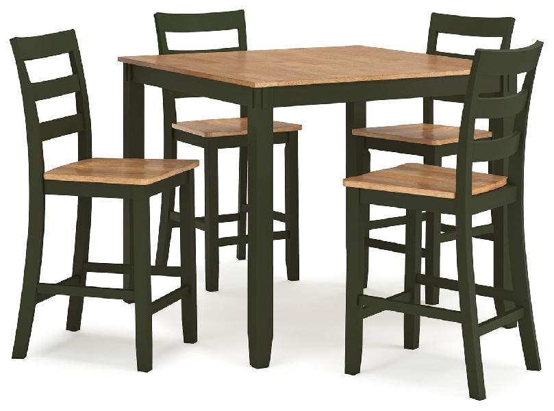 Image of Gesthaven - Dining Room Counter Table Set (Set of 5) - Natural / Green