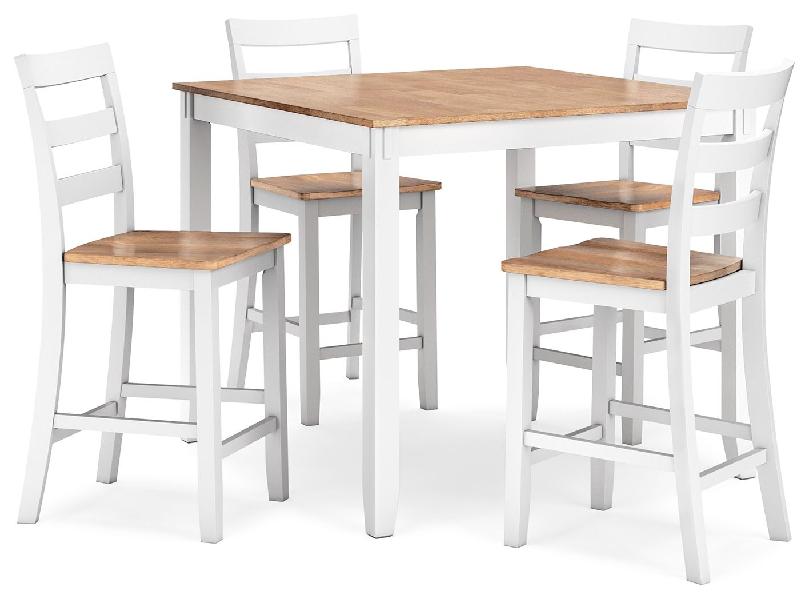 Image of Gesthaven - Dining Room Counter Table Set (Set of 5) - Natural / White