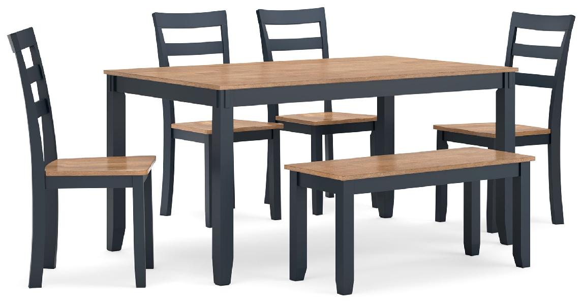 Image of Gesthaven - Dining Room Table Set (Set of 6) - Natural / Blue