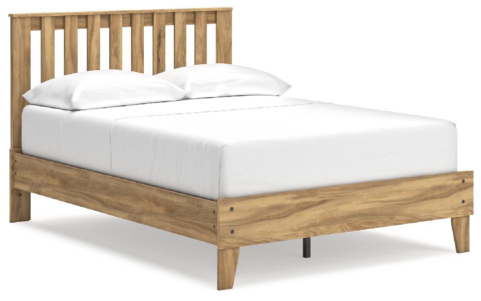 Image of Bermacy - Full Platform Panel Bed - Light Brown