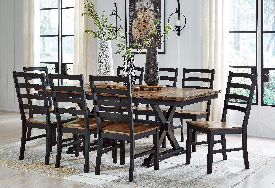Image of Wildenauer - 9 Pc. - Extension Table, 8 Side Chairs - Brown / Black