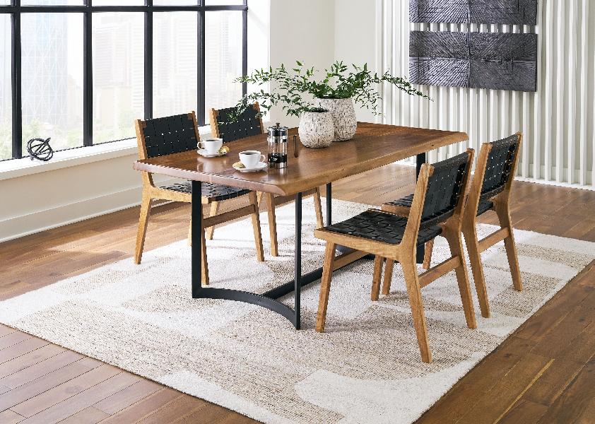 Image of Fortmaine - 5 Pc. - Dining Table, 4 Side Chairs - Brown / Black