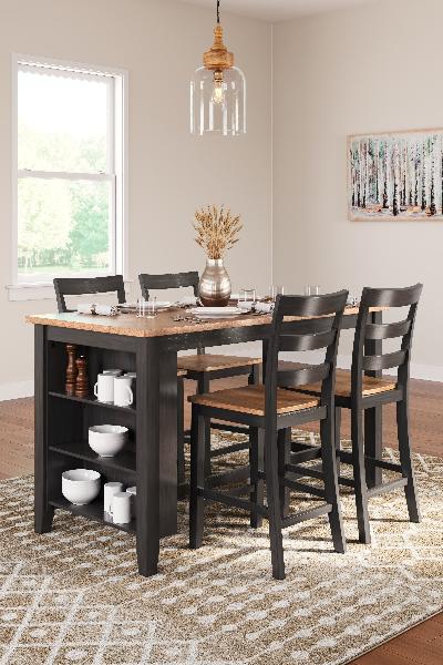 Image of Gesthaven - 5 Pc. - Rectangular Dining Room Counter Table, 4  Barstools - Natural / Brown