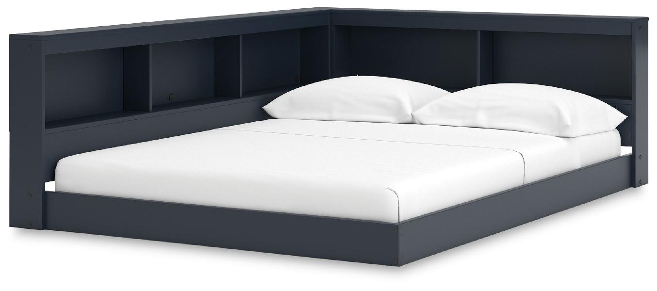Image of Simmenfort - Full Bookcase Storage Bed - Navy Blue