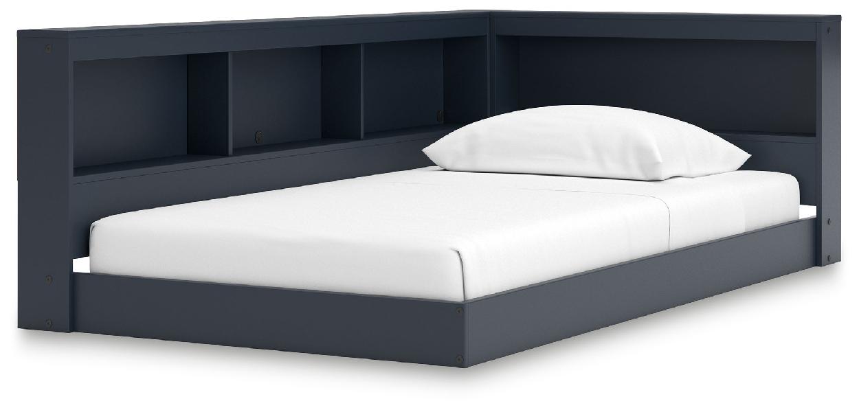 Image of Simmenfort - Twin Bookcase Storage Bed - Navy Blue