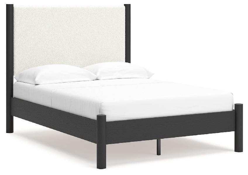 Image of Cadmori - Full Upholstered Panel Bed - Black / White