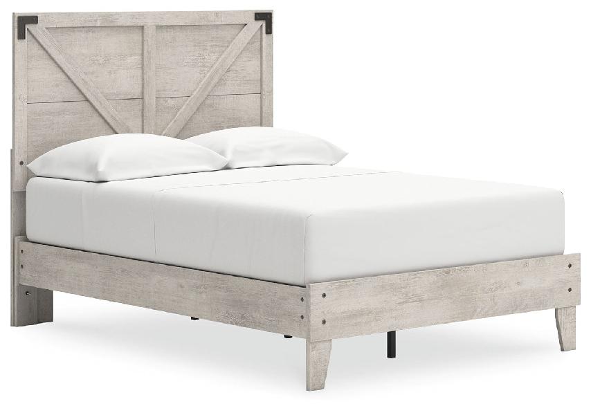 Image of Shawburn - Full Platform Bed With Crossbuck Panel Headboard - Gray