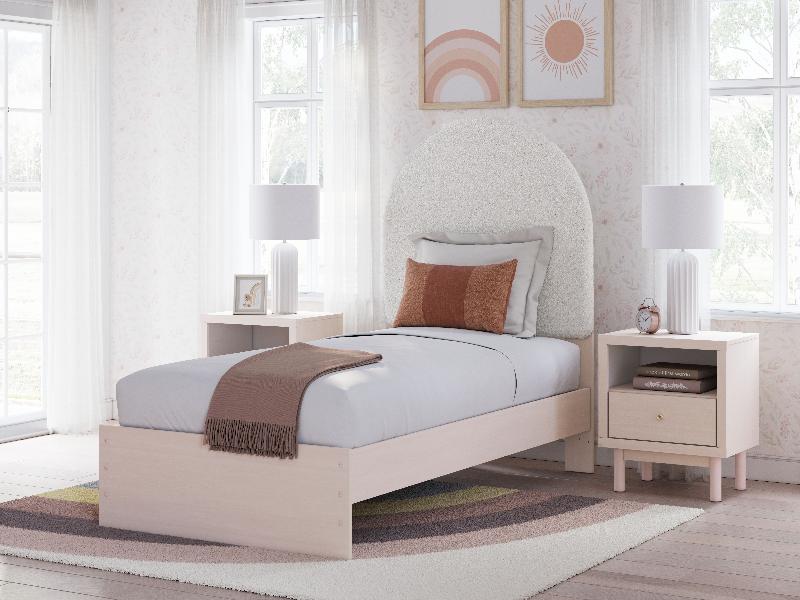Image of Wistenpine - Twin Upholstered Panel Bed - Blush