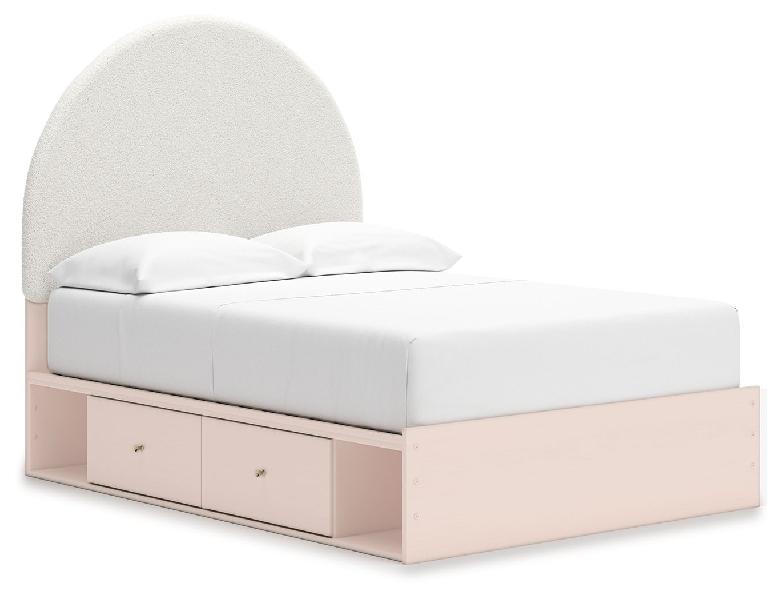 Image of Wistenpine - Full Upholstered Panel Bed With Under Bed Storage - Blush
