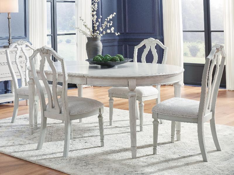 Image of Montelaine - 6 Pc. - Dining Room Extension Table, 4 Side Chairs, Server - Antique White