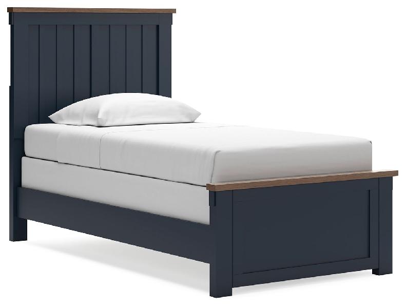 Image of Landocken - Twin Panel Bed - Brown / Blue