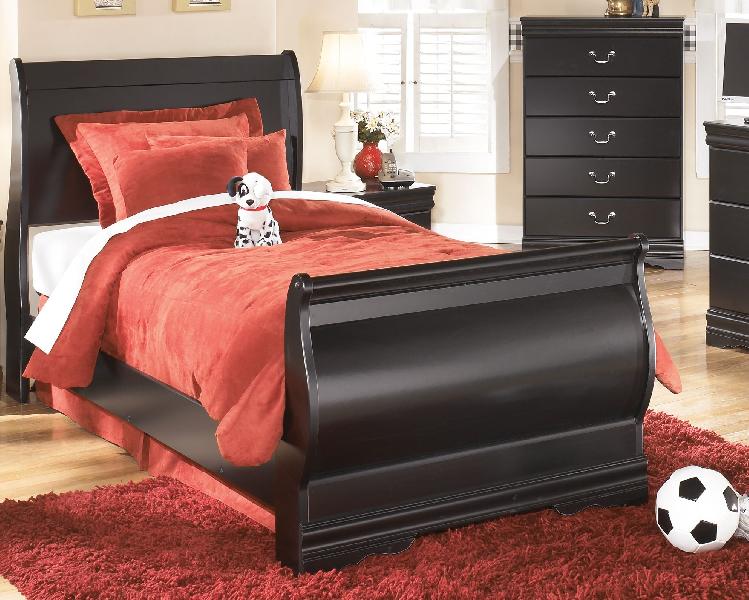 Image of Huey Vineyard - Twin Sleigh Bed - Black